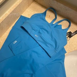 Setactive luxform scoop y bra & leggings in pacific